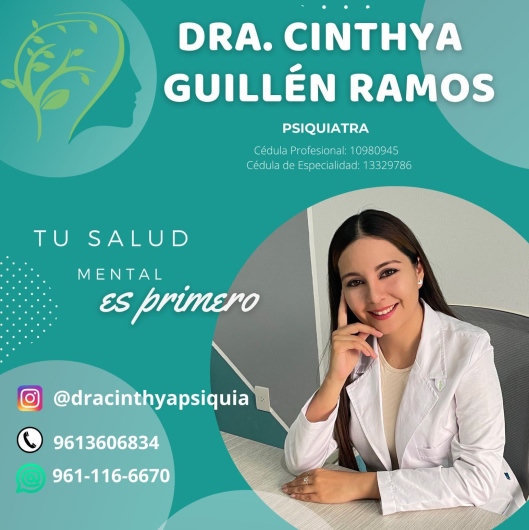 Fotografía de Dra. Cinthya Guillén Ramos, Psiquiatra en Tuxtla Gutiérrez, Chiapas